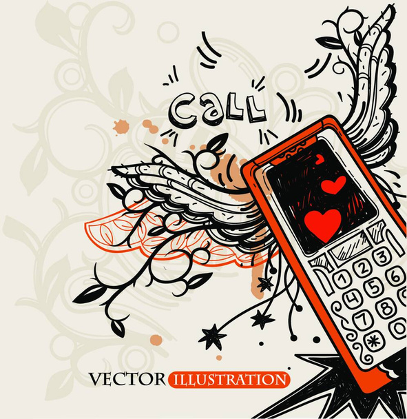 vector illustration of a fantasy phone on an abstract background - Vetor, Imagem