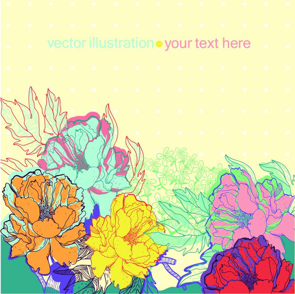 vector illustration of colored blooming roses - Vektör, Görsel