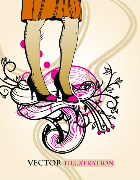 vector illustration of pretty legs on an abstract background - Vecteur, image