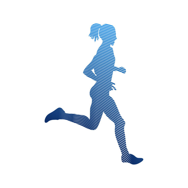 Laufende Frauensilhouette, skizzierte Vektorskizze, Fitnesskonzept. Vektor - Vektor, Bild