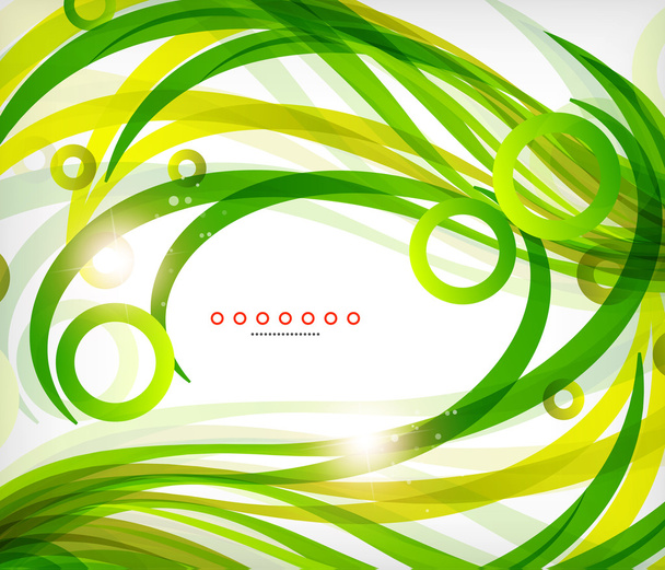 Green abstract eco wave swirls with lights - Vector, Imagen