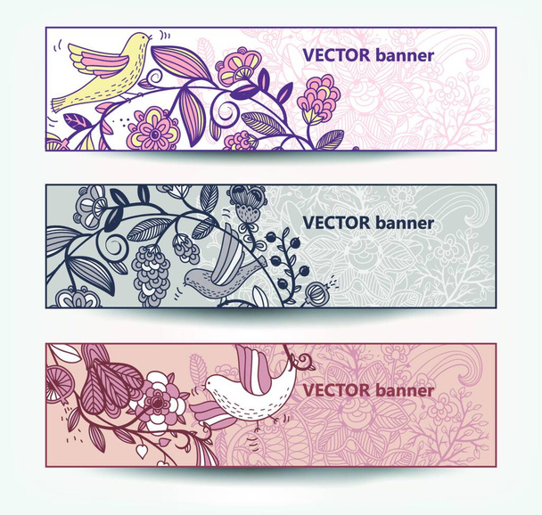 virágos bannerek vektorkészlete - Vektor, kép