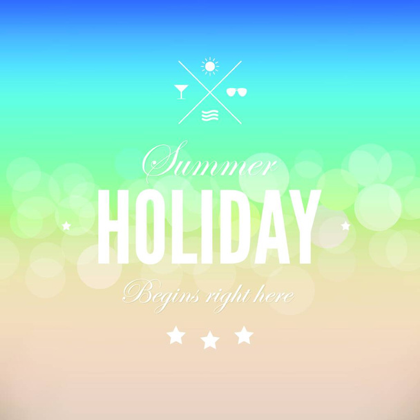 Summer beach holiday background in vintage retro style.  Bokeh Vector. Editable - Vettoriali, immagini