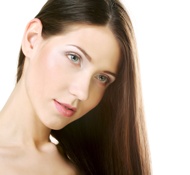 Portrait with beautiful bright brown long hair - Fotografie, Obrázek