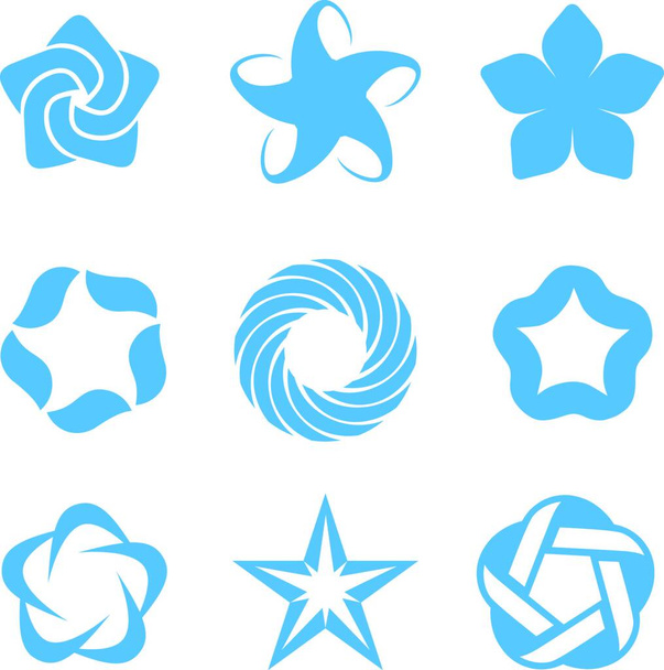 Star abstract logo template set. Blue Business icons Concepts. 5 point vector stars.Vector. - Vettoriali, immagini