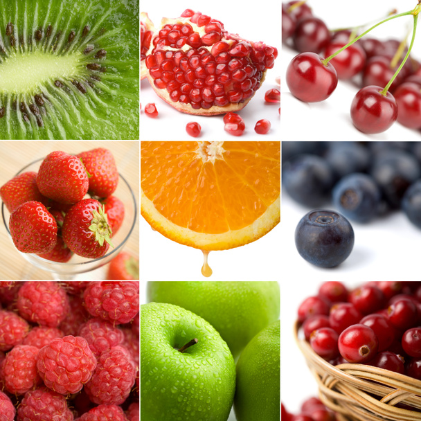 Collage de fruits colorés de neuf photos
 - Photo, image