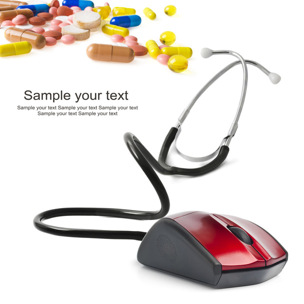 Stethoscope computer mouse medical online concept - 写真・画像