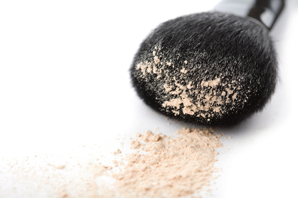 Powder and black brush isolated - Photo, Image