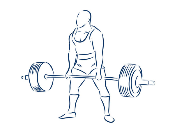 Secuencia de un levantador de pesas haciendo un ejercicio de levantamiento de pesas. ilustración dibujada a mano
. - Vector, imagen