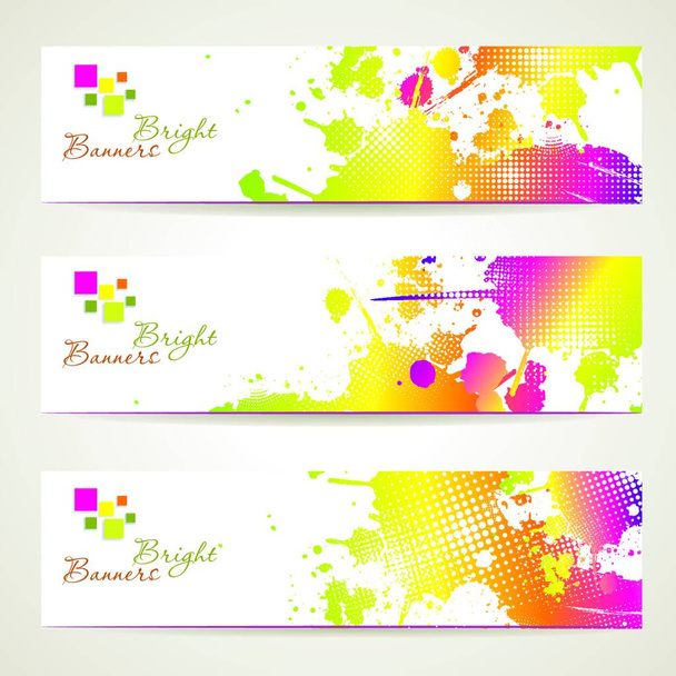 Set of three banners, abstract headers with bright blots - Vector, Image
