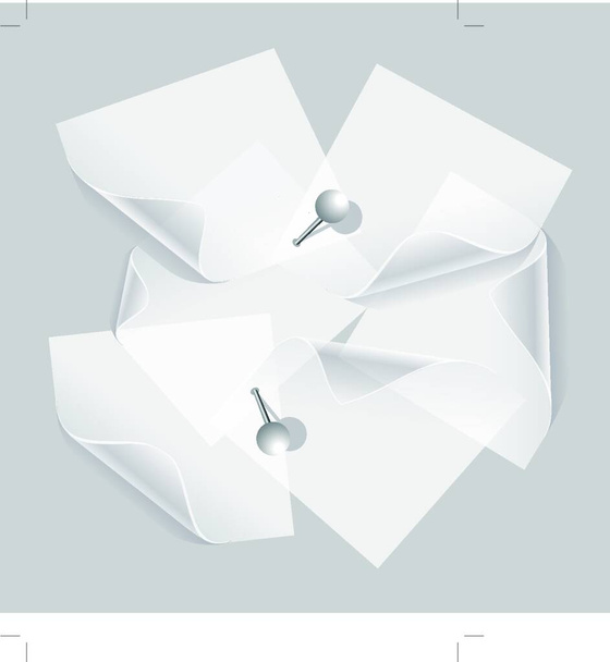 collection of various white note papers or transparent stickers wiht pins. transparent stickers wiht pins - Vector, Image