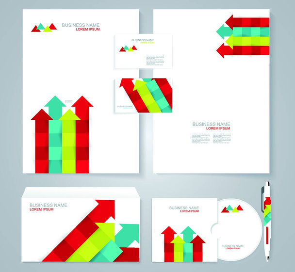 Corporate identity template with color srrows elements. - ベクター画像