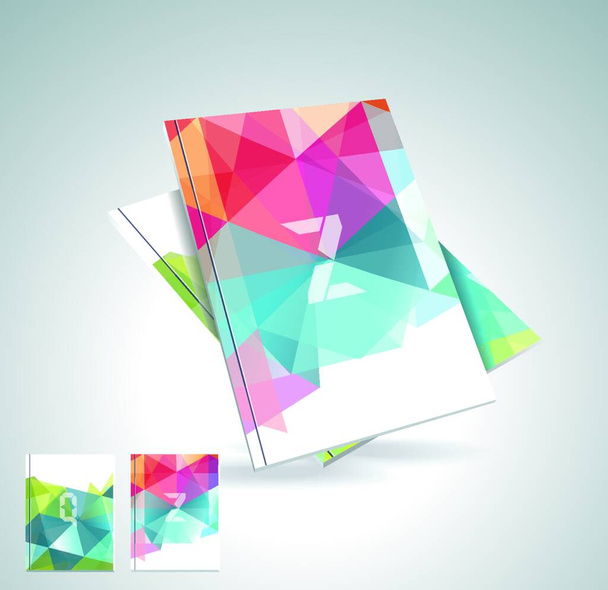 Magazine cover with pattern of geometric shapes, texture with flow of spectrum effect. - Vector, imagen