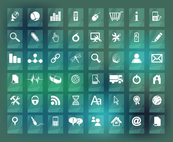 Quality icon Set (Service, Medical, Media, Mail, Mobile, ,Web , Camping icons, Butterfly) - Wektor, obraz