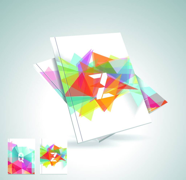 Magazine cover with pattern of geometric shapes, texture with flow of spectrum effect. - Vector, imagen
