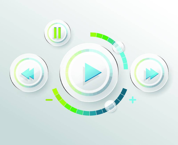 Light Web Elements: Buttons, Switchers, Player, Audio - Vector, afbeelding
