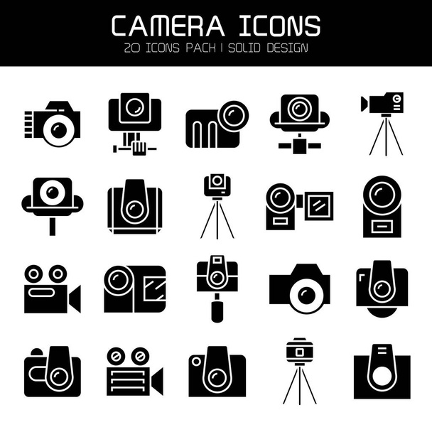 Digitalkamera und Action-Kamera-Symbole gesetzt - Vektor, Bild
