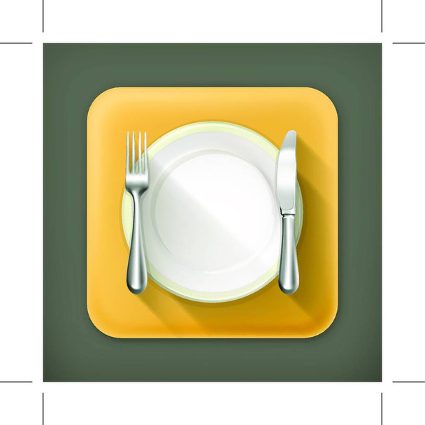 Dinner place setting, vector flat icon - Vektor, kép
