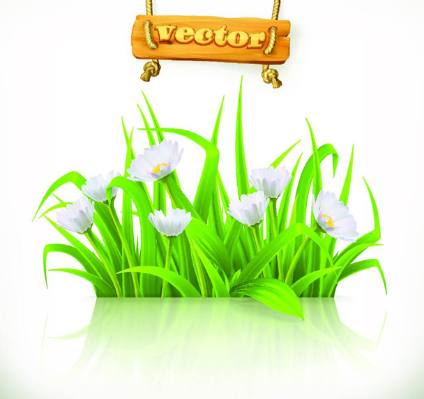 Spring grass, 3d vector icon - Вектор,изображение