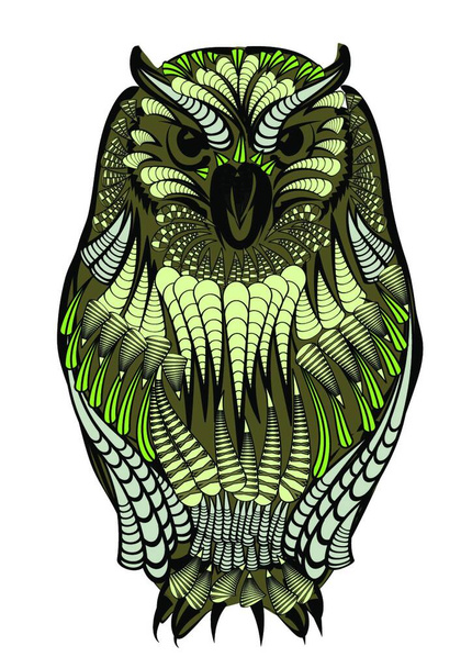 ethnic owl isolated on a white background - Vector, Image