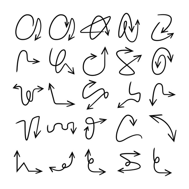 Doodle und handgezeichnete Pfeil-Symbole gesetzt - Vektor, Bild
