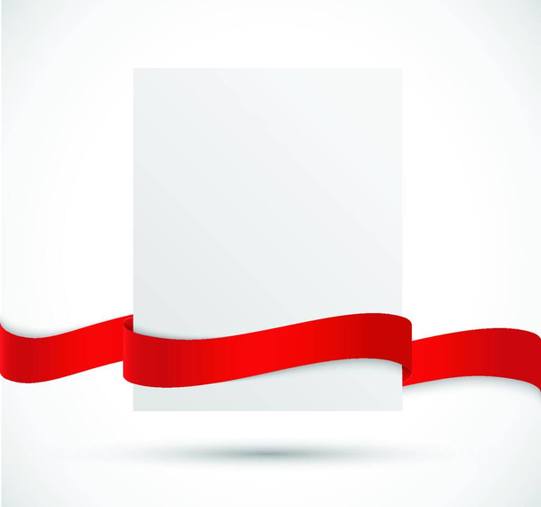 Paper banner with red ribbon - Wektor, obraz