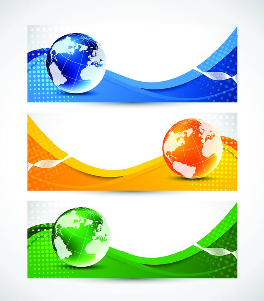 Set of banners with globes. This is file of EPS10 format. - Vector, imagen