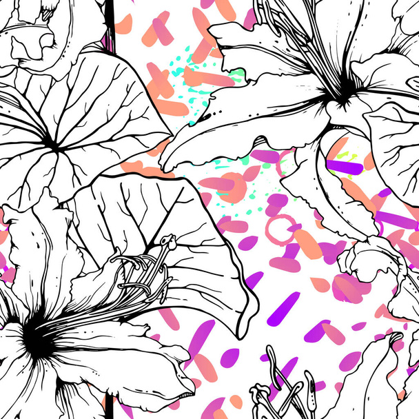 Artistic Floral Seamless Pattern. Vector print - Διάνυσμα, εικόνα