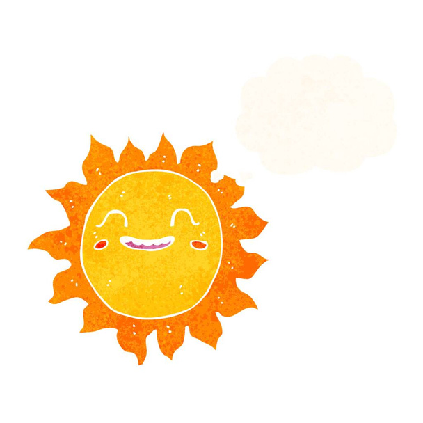 cartoon happy sun with thought bubble - Vektor, kép