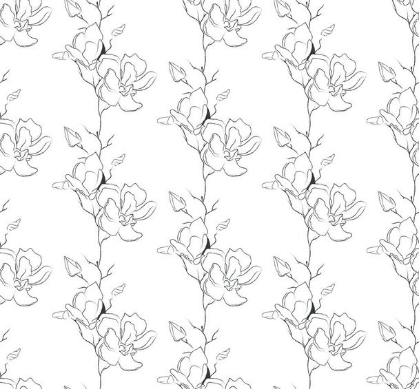 Διάνυσμα γραμμή σχέδιο Floral Seamless μοτίβο - Διάνυσμα, εικόνα
