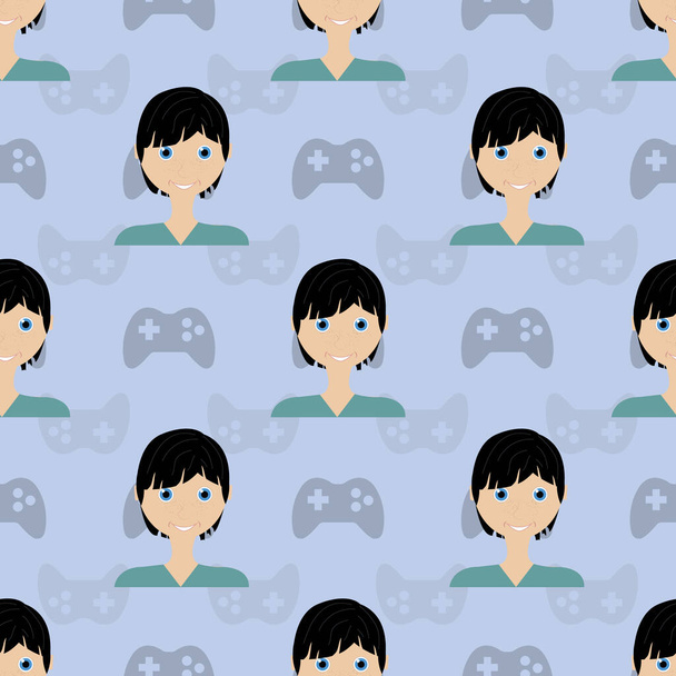 Boys and games repeat pattern print background design - Vektor, kép
