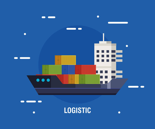 szállítási logisztikai szolgáltatás teherhajóval - Vektor, kép