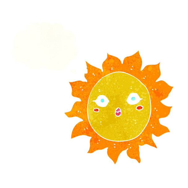 cartoon sun with thought bubble - Vektor, kép