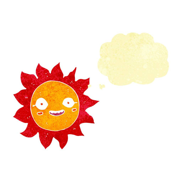 cartoon happy sun with thought bubble - Vetor, Imagem