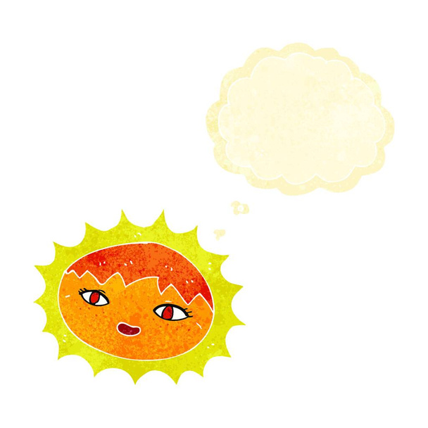 cartoon pretty sun with thought bubble - ベクター画像