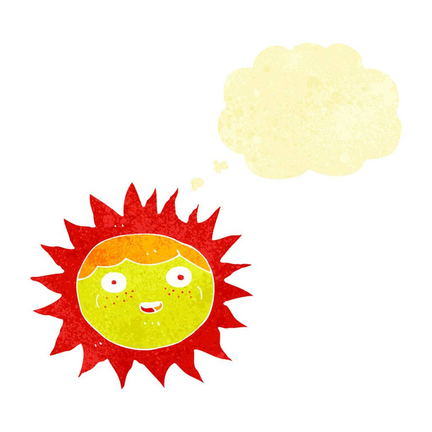 sun cartoon character with thought bubble - Вектор, зображення