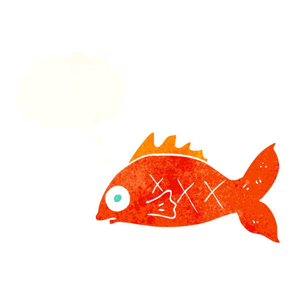 cartoon fish with thought bubble - Vector, Imagen