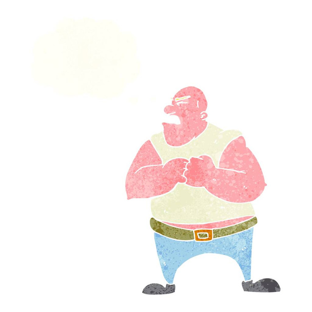 cartoon violent man with thought bubble - Вектор,изображение