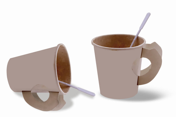 Набір паперових чашок кави на білому тлі
 - Фото, зображення
