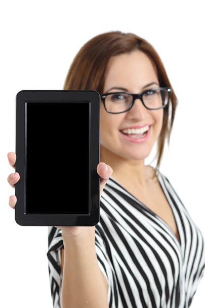 Beautiful secretary showing a blank tablet pc screen - Foto, immagini