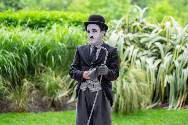 London, UK, July, 2019. One of the street performers dressed up as Charlie Chaplin.Street show - Photo, Image