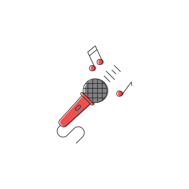 Karaoke mikrofon vektor ikon szimbólum elszigetelt fehér alapon - Vektor, kép