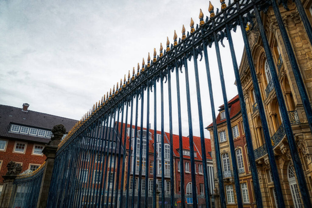 Fence of baroque palace in the historical centre of Muenster in Westphalia - Photo, Image