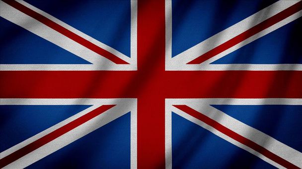 Illustration 3d der britischen Flagge mit Wind und Licht - Foto, Bild