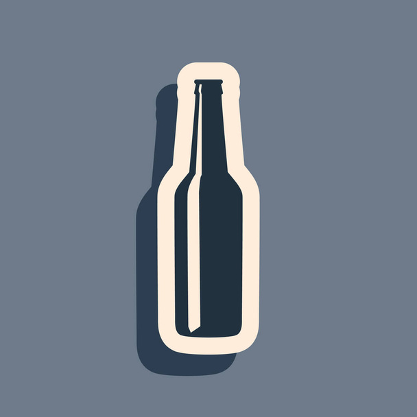 Icône bouteille de bière noire isolée sur fond gris. Style ombre longue. Illustration vectorielle
 - Vecteur, image