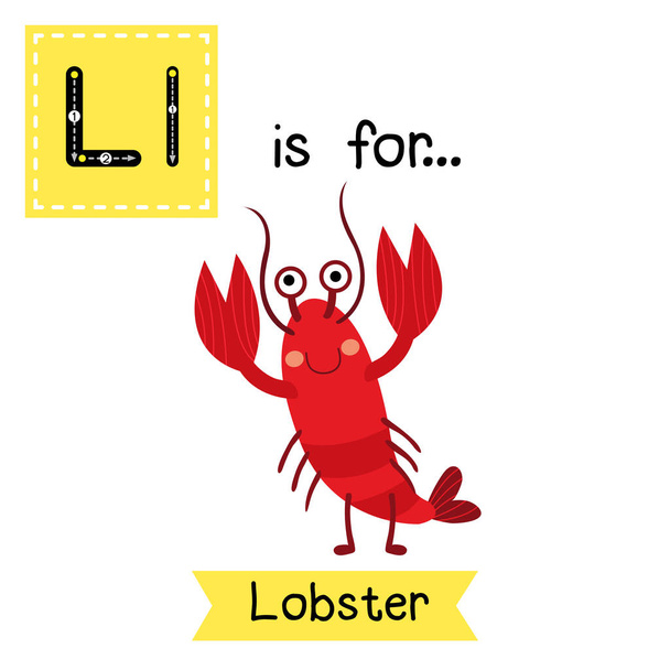 Letter L tracing. Lobster. - Vektor, Bild