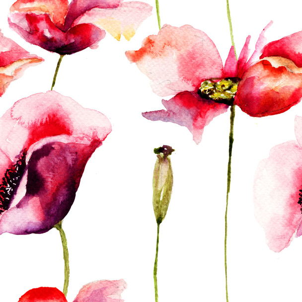 Stylized Poppy flowers illustration - Foto, Bild