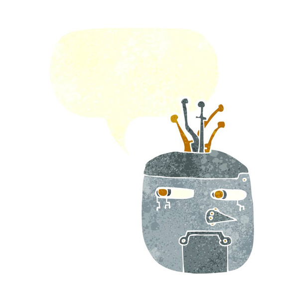 cartoon robot head with speech bubble - Vektör, Görsel