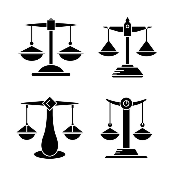 igazságszolgáltatási skála, mérlegskála ikonok beállítva - Vektor, kép