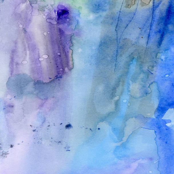 Watercolor illustration. Texture. Watercolor transparent stain. Blur, spray Violet and blue hues - Фото, изображение